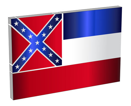 The flag of the USA state of Mississippi as 3D blocks on a white backgroundのイラスト素材