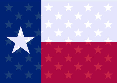 The flag of the USA state of TEXAS set over the stars from old gloryのイラスト素材
