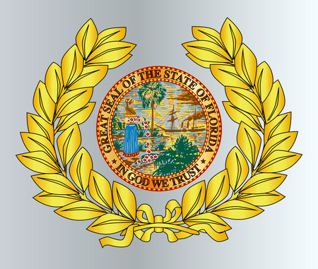 The seal of the United Steas of American state Florida iwith olive leaf borderのイラスト素材
