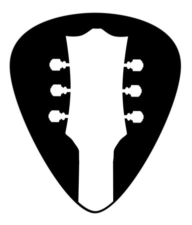 A guitar plectrum in with guitar headstock isolated on a white background.のイラスト素材