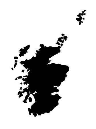 Silhouette outline map of the United Kingdom country of Scotland over a white backgroundのイラスト素材