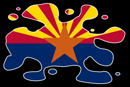 The flag of the state of Arizona  set below an ink stain splatterのイラスト素材