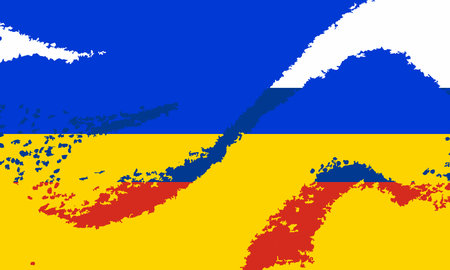 An abstract background og both the Russian and Ukraine flag colorsのイラスト素材