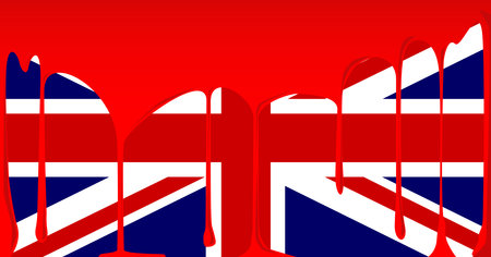 The United Kingdom Union Jack Flah flag set with a blood insetのイラスト素材