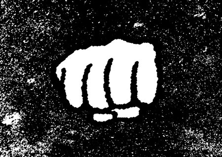 Punching fist grunge backround design element in white and blackのイラスト素材