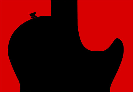 A rock and roll guitar silhouette in black on redのイラスト素材