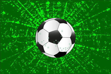 Typical soccer football with a green splatter style grunge backgroundのイラスト素材