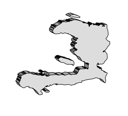 Haiti black 3d outline silhouette map on a white backgroundのイラスト素材