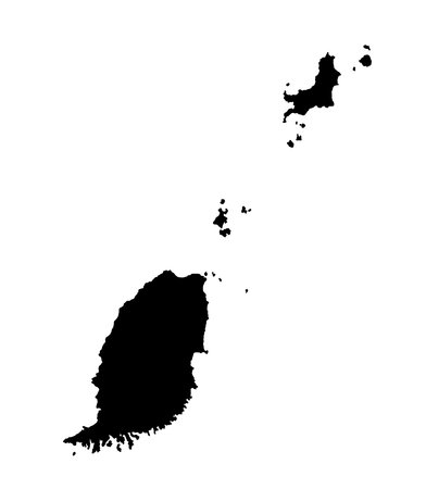 Grenada island in the Caribbean in black outline silhouette on a white backgroundのイラスト素材