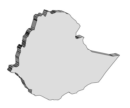 Ethiopia outline silhouette in 3D set over a white backgroundのイラスト素材