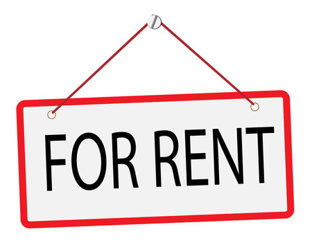 For rent sign or plack in  red string and screw on a white backgroundのイラスト素材