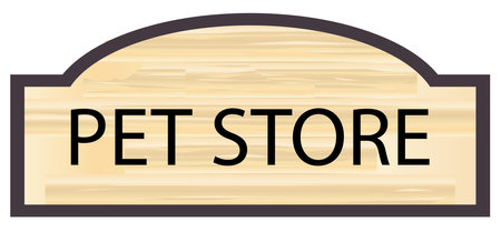 Pet store stylish wooden store sign over a white backgroundのイラスト素材