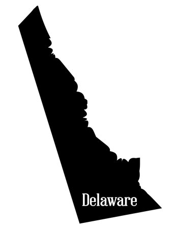 Outline silhouette map of the state of Delaware on a white backgroundのイラスト素材