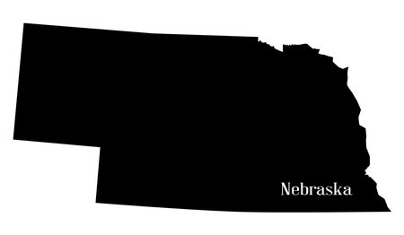 Outline silhouette map of the US state of nebraska over a white backgroundのイラスト素材