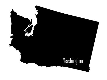 Silhouette outline of the state of Washington isolated on a white backgroundのイラスト素材
