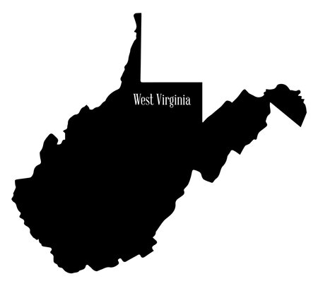 West Virginia Outline silhouette Map over a white backgroundのイラスト素材