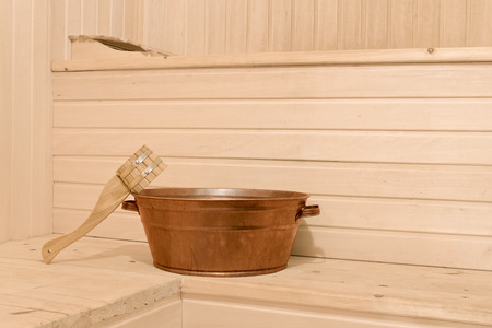 Interior of the sauna and accessories for the steam roomの写真素材