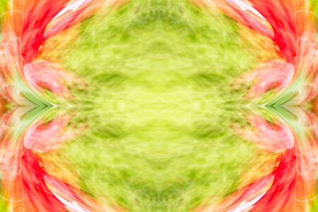 Abstract symmetrical ornamental pattern of red and green with copy-space. Seamless textureの写真素材