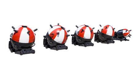 Underwater bombs with detonators isolated on white background