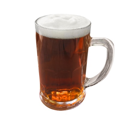 Mug of dark beer isolated on white backgroundの写真素材