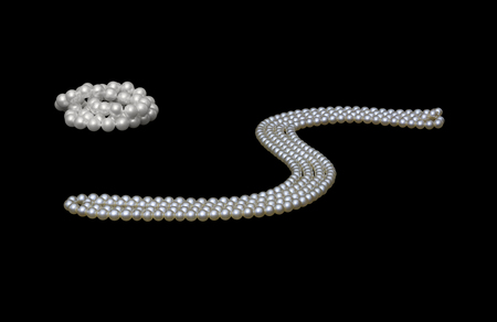 Two pearl necklaces of sea pearl isolated on black backgroundの写真素材