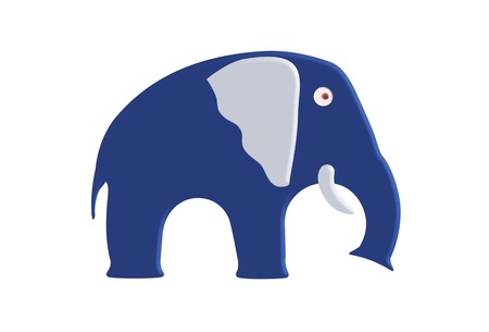 Raster illustration of sad elephant on white backgroundの写真素材