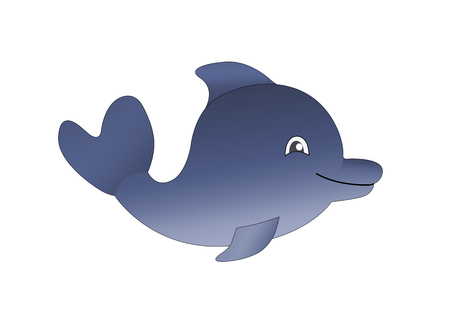 Raster illustration of smiling dolphin on white backgroundの写真素材