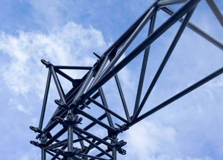 Fragment of temporary metal structure for placing advertising outdoor sign, posters and boards...