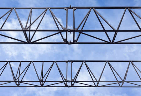 Fragment of temporary metal structure for placing advertising outdoor sign, posters and boards...