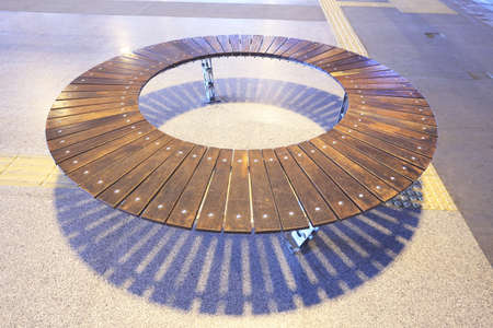 Indoor circular wooden stoolの写真素材