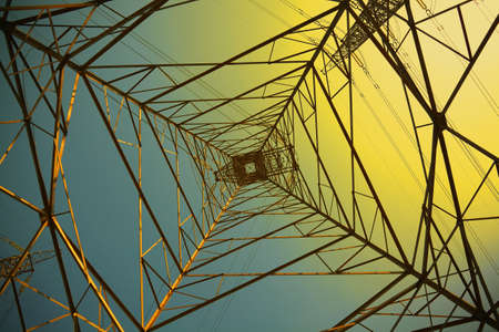 Power transmission towers of sky backgroundの写真素材