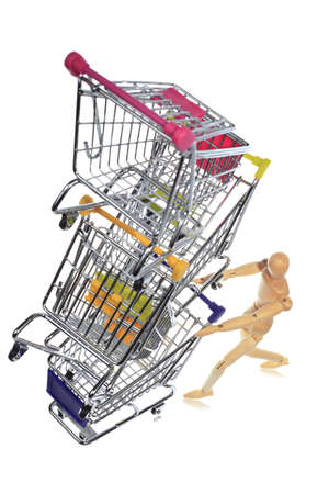 The puppet models pushing at shopping cart
の写真素材