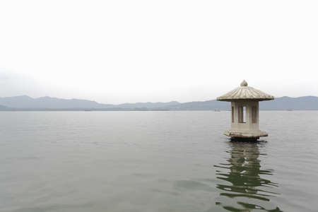 Ancient building  next to West Lake in Hangzhou Chinaの写真素材