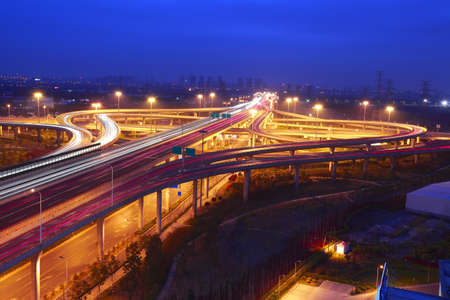 Overlooking of modern city with highway overpass in night scene
の写真素材