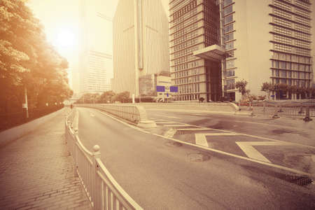 Shanghai's Lujiazui Finance &Trade Zone of city landscape of street scene streetscapeの写真素材
