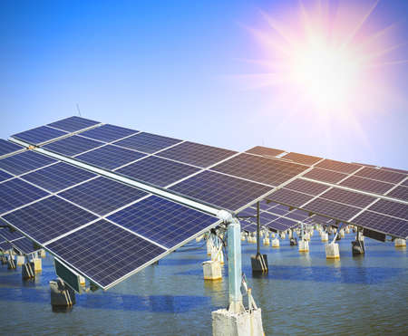 Power plant using renewable solar energy with.(Have pen path)の写真素材