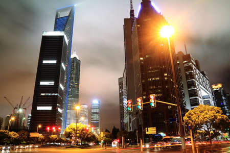 Night of Shanghai Lujiazuiの写真素材