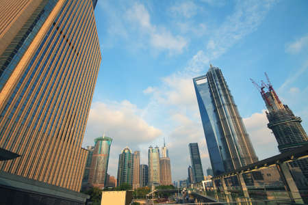 Looked up at the Shanghai Lujiazui urban buildings landscape
の写真素材