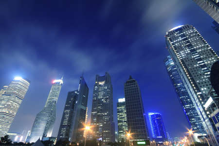Shanghai Lujiazui Finance and Trade Zone of the modern city night backgrounds の写真素材
