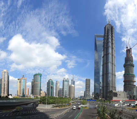 The street scene of the century avenue in shanghai,China. の写真素材