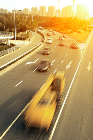 Automobile congestion in rush hour,Busy highwayの写真素材
