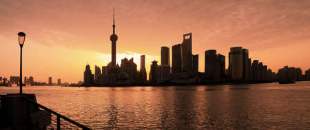 Shanghai skyline at dawn city landscapeの写真素材
