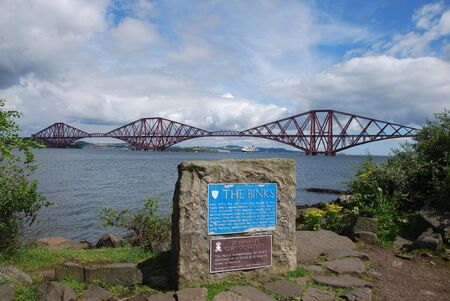 Sign and Forth Rail Bridgeの写真素材