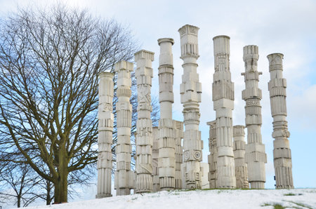 Columns and Bare Treeの写真素材