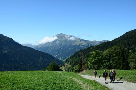 Trekking in the Alpsの写真素材