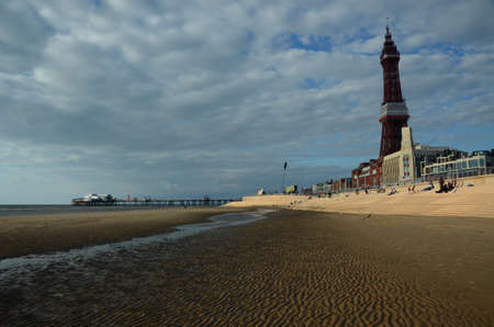 View Along Blackpool Beachの写真素材