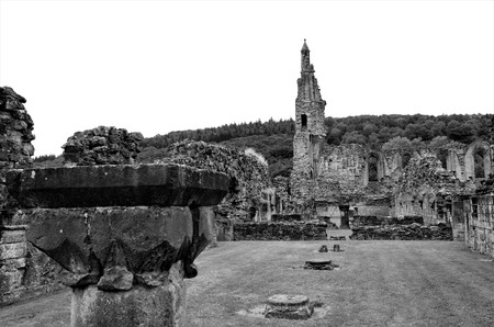 A view of the ruins of the medieval Byland Abbey in North Yorkshireの写真素材