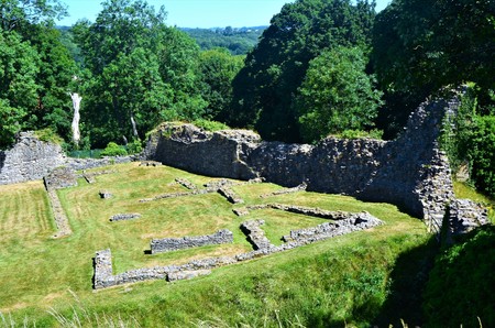 A view of the ruins of Pickering Castle in North Yorkshireの写真素材