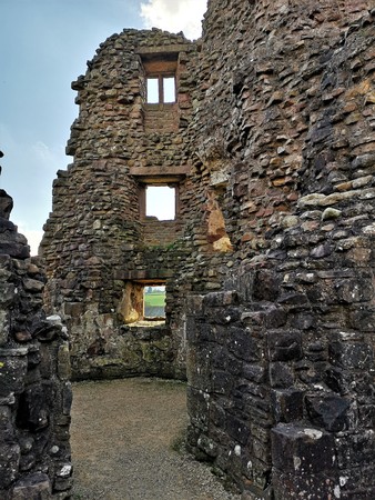 A view of the ruins of the medieval Brough castle in Cumbria.の写真素材