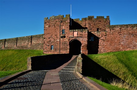 A view of the architecture and buildings of the Carlisle Castle complex in Cumbriaのeditorial素材